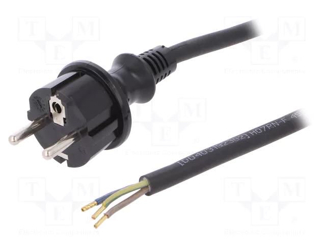 Cable; 3x1mm2; CEE 7/7 (E/F) plug,wires,SCHUKO plug; rubber; 5m PLASTROL W-97211
