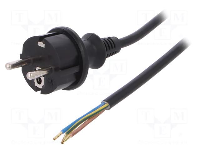 Cable; 3x1mm2; CEE 7/7 (E/F) plug,wires,SCHUKO plug; PVC; 5m PLASTROL W-98378