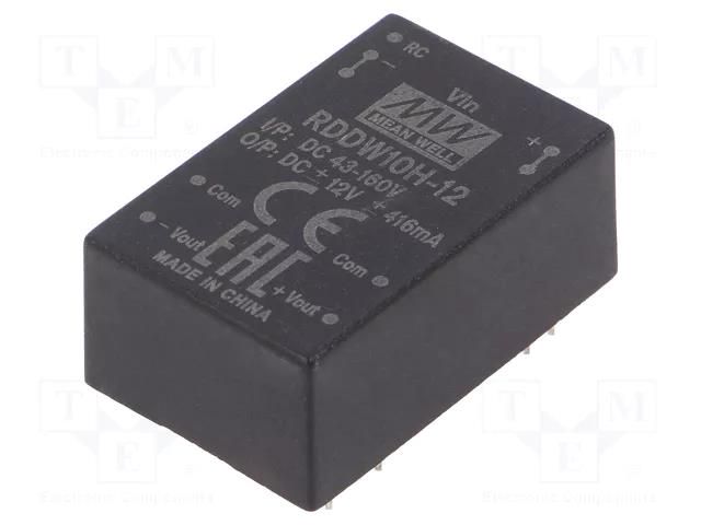 Converter: DC/DC; 10W; Uin: 43÷160VDC; Uout: 12VDC; Uout2: -12VDC MEAN WELL RDDW10H-12