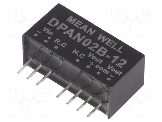 Converter: DC/DC; 2W; Uin: 18÷36VDC; Uout: 12VDC; Uout2: -12VDC; SIP8 MEAN WELL DPAN02B-12