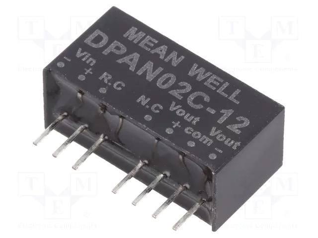 Converter: DC/DC; 2W; Uin: 36÷75VDC; Uout: 12VDC; Uout2: -12VDC; SIP8 MEAN WELL DPAN02C-12