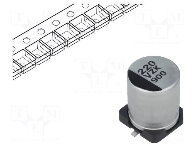 Capacitor: hybrid; 220uF; 35VDC; SMD; ESR: 27mΩ; ZKU; ±20%; Ø8x10.2mm PANASONIC EEHZK1V221UP