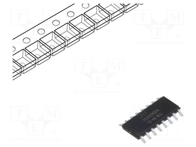 IC: driver; darlington,transistor array; CMOS,TTL; SO16; 0.5A; 50V DIODES INCORPORATED ULN2003AS16-13