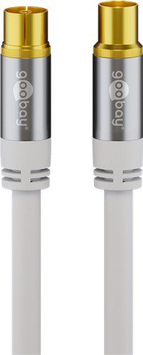 TV Antenna Cable (135 dB), 4x Shielded, 2 m, white - gold-plated, coaxial socket > coaxial plug 70317