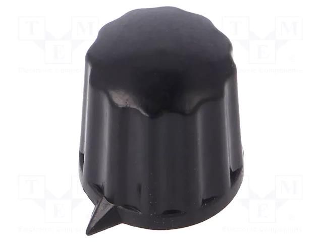 Knob; with pointer; ABS; Øshaft: 6mm; Ø12x12.8mm; black MENTOR G408.61