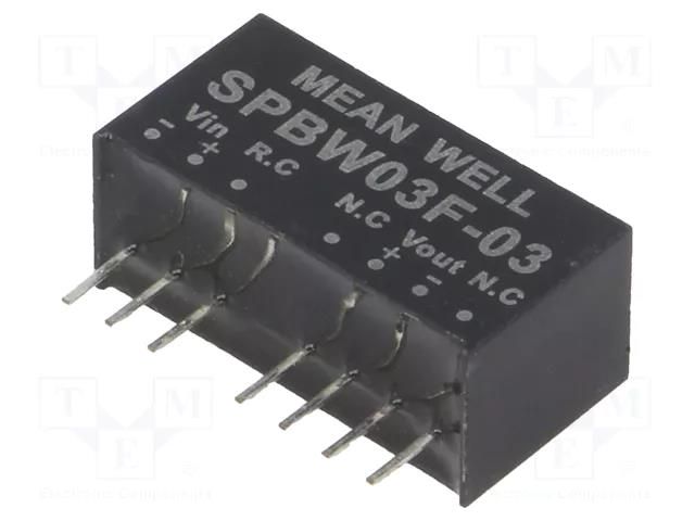 Converter: DC/DC; 3W; Uin: 9÷36VDC; Uout: 3.3VDC; Iout: 0÷700mA; SIP8 MEAN WELL SPBW03F-03