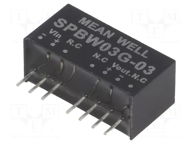 Converter: DC/DC; 3W; Uin: 18÷75VDC; Uout: 3.3VDC; Iout: 0÷700mA MEAN WELL SPBW03G-03