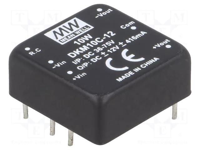 Converter: DC/DC; 10W; Uin: 36÷75VDC; Uout: 12VDC; Uout2: -12VDC MEAN WELL DKM10C-12