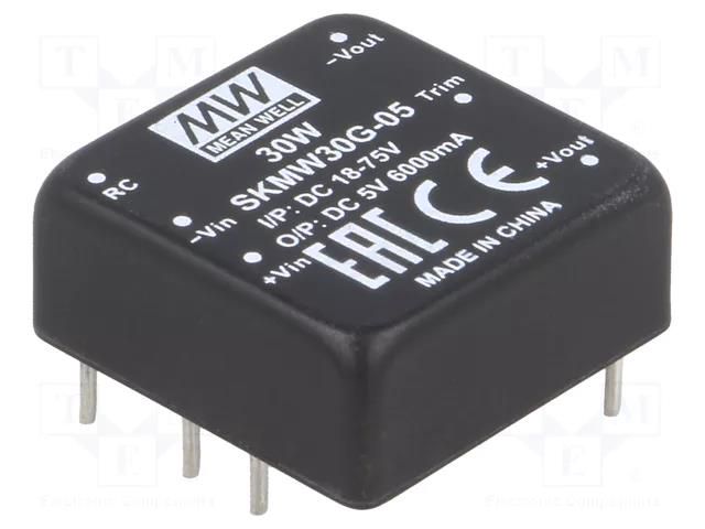 Converter: DC/DC; 30W; Uin: 18÷75VDC; Uout: 5VDC; Iout: 0÷6000mA MEAN WELL SKMW30G-05