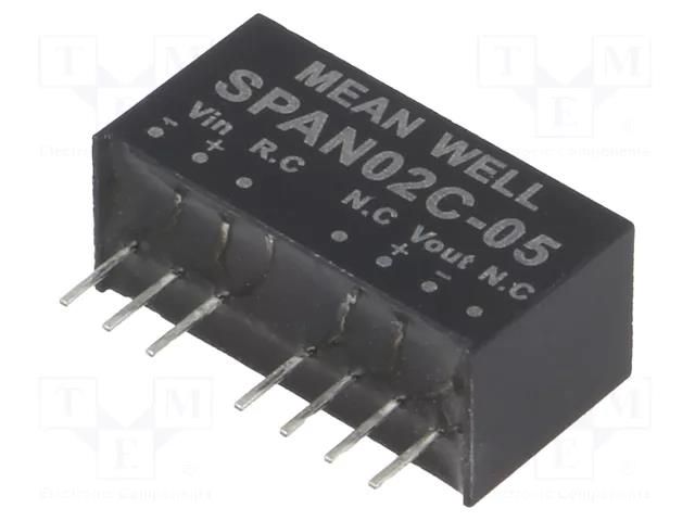 Converter: DC/DC; 2W; Uin: 36÷75VDC; Uout: 5VDC; Iout: 0÷400mA; SIP8 MEAN WELL SPAN02C-05