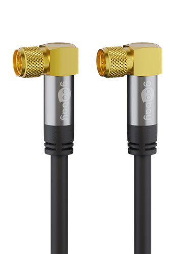 SAT Antenna Cable (135 dB), 4x Shielded, 5 m, black - gold-plated, F plug 90° > F plug 90° 70584