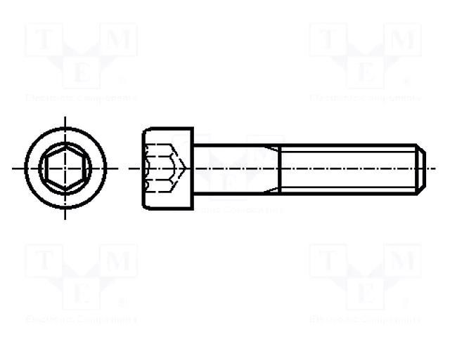 Screw; M3x20; 0.5; Head: cheese head; hex key; HEX 2.5mm; DIN 912 KRAFTBERG M3X20/D912-A4