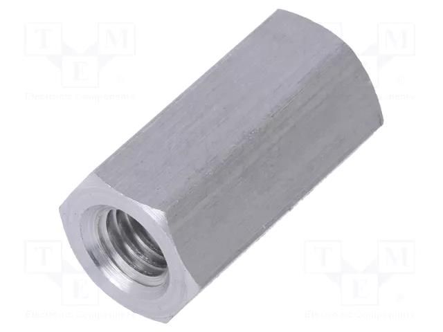 Screwed spacer sleeve; 20mm; Int.thread: M6; hexagonal; aluminium DREMEC TFF-M6X20/DR139