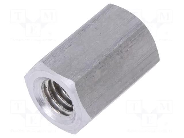 Screwed spacer sleeve; 15mm; Int.thread: M6; hexagonal; aluminium DREMEC TFF-M6X15/DR139