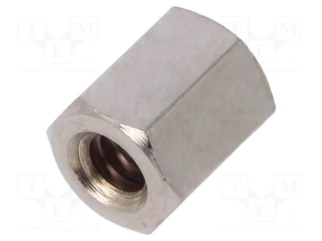 Screwed spacer sleeve; 6mm; Int.thread: UNC4-40; hexagonal; brass DREMEC TFF-4-40X6/DR110