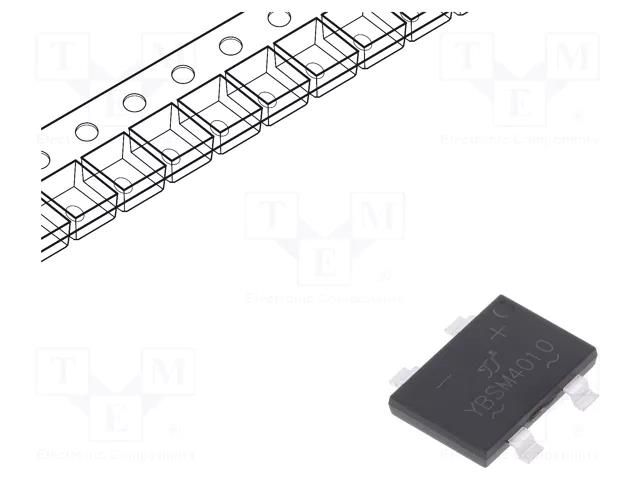 Bridge rectifier: single-phase; 1kV; If: 4A; Ifsm: 120A; YBS3; SMT YANGJIE TECHNOLOGY YBSM4010-YAN