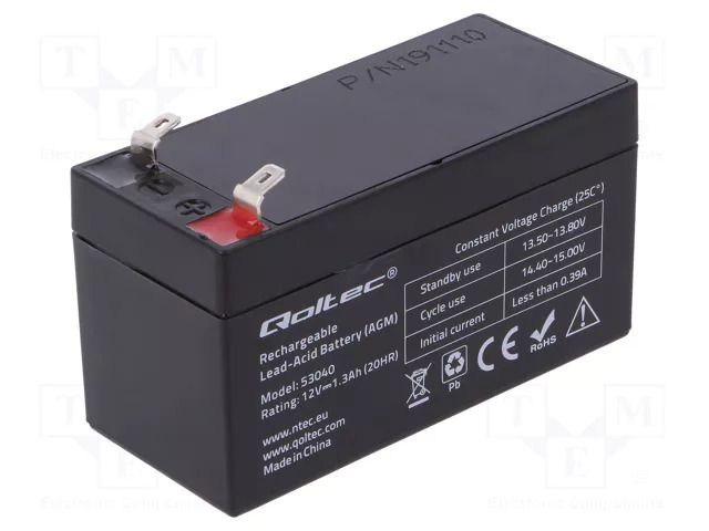 Re-battery: acid-lead; 12V; 1.3Ah; AGM; maintenance-free QOLTEC ACCU-HP1.3-12/Q