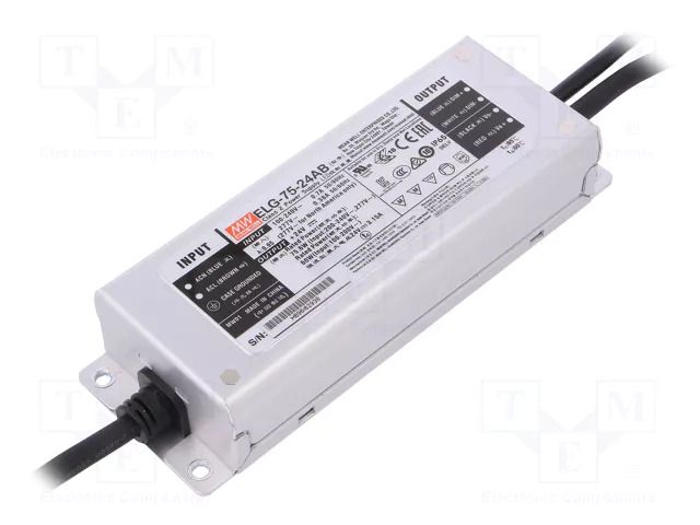 Power supply: switching; LED; 75.6W; 24VDC; 1.57÷3.15A; 100÷305VAC MEAN WELL ELG-75-24AB