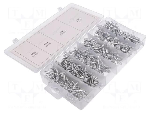 Rivets set; aluminium; 400pcs. YATO YT-36420