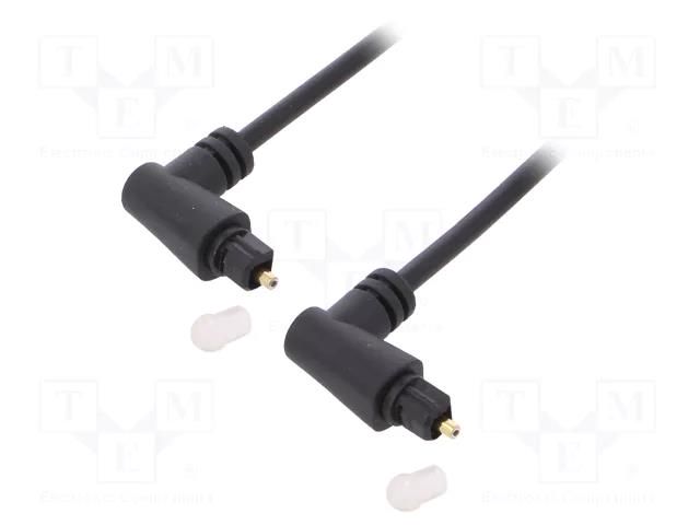 Cable; Toslink plug angled,both sides; 1m; black; Øout: 4mm Goobay TOS-2X90-1.0