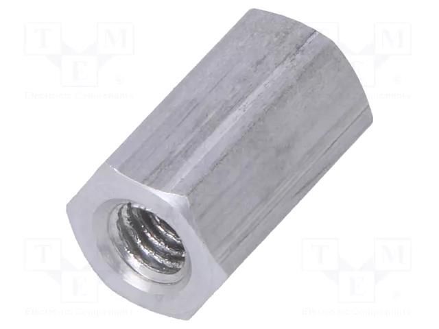Screwed spacer sleeve; 12mm; Int.thread: M4; hexagonal; aluminium DREMEC TFF-M4X12/DR136