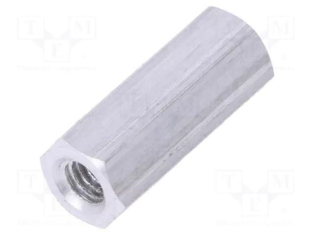 Screwed spacer sleeve; 18mm; Int.thread: M4; hexagonal; aluminium DREMEC TFF-M4X18/DR136