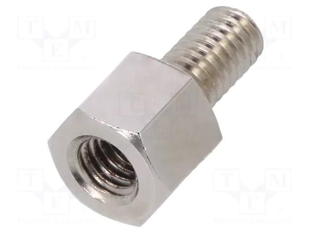 Screwed spacer sleeve; 6mm; Int.thread: M4; Ext.thread: M4; brass DREMEC TFM-M4X6/DR216