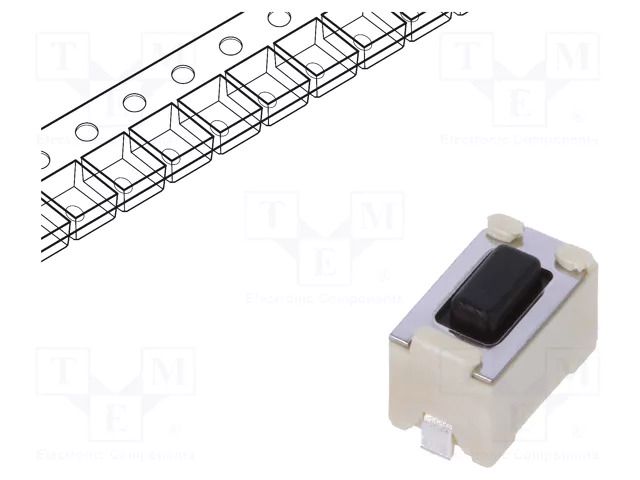 Microswitch TACT; SPST; Pos: 2; 0.05A/12VDC; SMT; 1.6N; 6x3.5x3.5mm ALPS SKQMASE010
