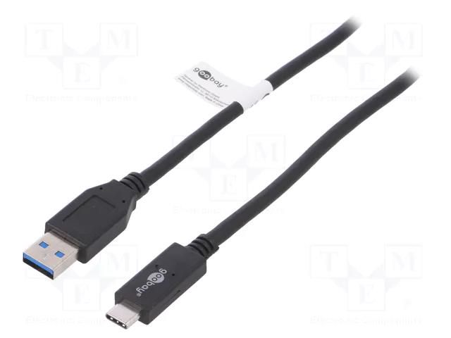 Cable; USB 3.1; USB A plug,USB C plug; 1m; black; 10Gbps Goobay USB.C-A/G2-1.0BK