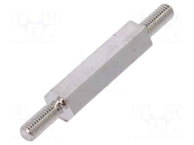 Screwed spacer sleeve; 20mm; Ext.thread: M3; hexagonal; brass DREMEC TMM-M3X20/DR414