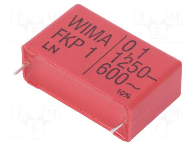 Capacitor: polypropylene; 100nF; 1250VDC; 600VAC; 15x26x41.5mm WIMA FKP1-100N/1250