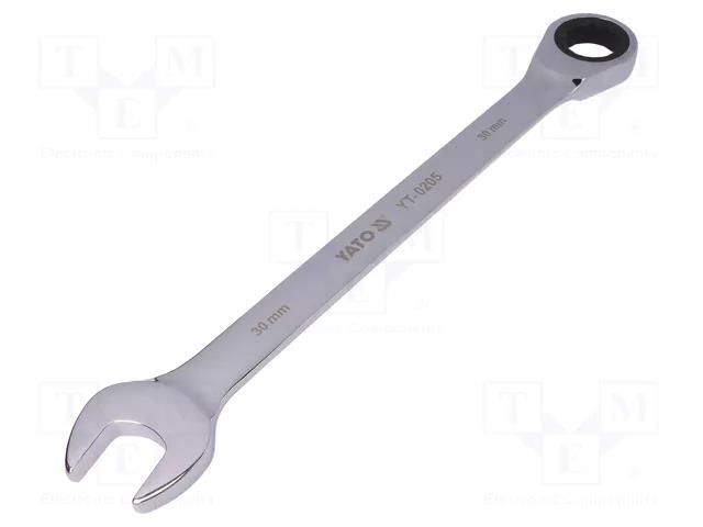 Wrench; combination spanner,with ratchet; 30mm YATO YT-0205