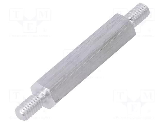 Screwed spacer sleeve; 30mm; Ext.thread: M4; hexagonal; aluminium DREMEC TMM-M4X30/DR436