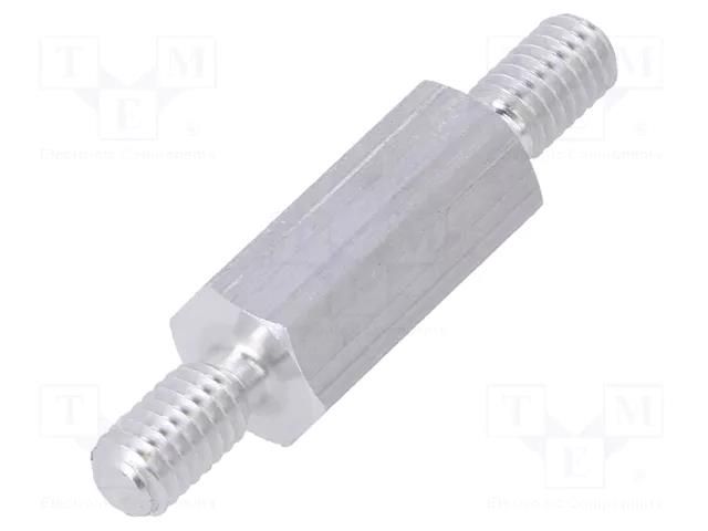Screwed spacer sleeve; 15mm; Ext.thread: M4; hexagonal; aluminium DREMEC TMM-M4X15/DR436