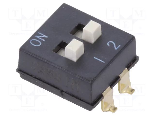 Switch: DIP-SWITCH; Poles number: 2; ON-OFF; 0.025A/24VDC; Pos: 2 OMRON Electronic Components A6SN-2104