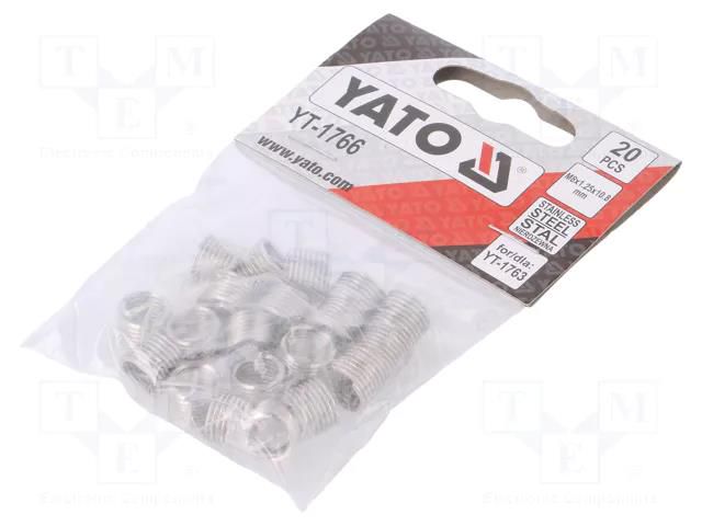 Threaded insert; stainless steel; M8; Pitch: 1.25; 20pcs. YATO YT-1766