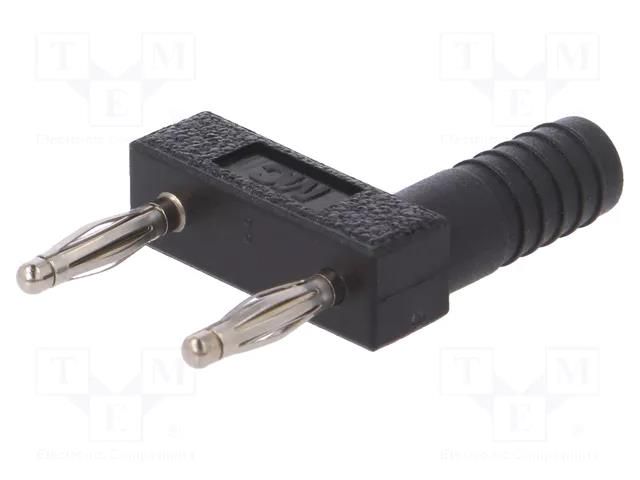 Connector: 2mm banana; stackable safety shunt; 10A; black; 32.2mm STÄUBLI KS2-12L/1SA/N-21