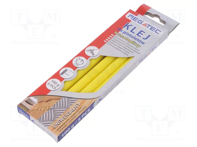 Hot melt glue; Ø: 11mm; yellow; L: 200mm; Bonding: 15÷20s; 5pcs. MEGATEC MEG-BN1021C-UN-ZOL