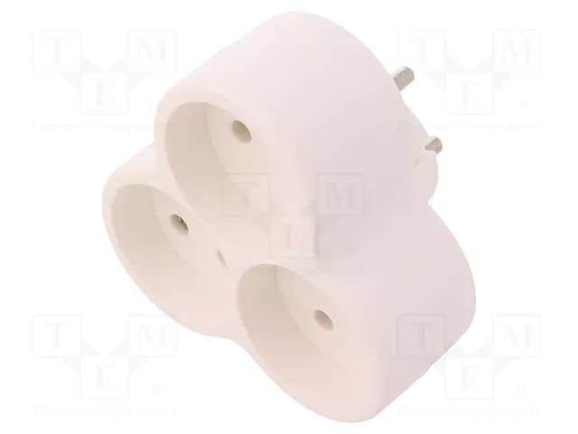 Connector: AC supply; splitter; 2P; 250VAC; 16A; Type: round; white PLASTROL W-01140