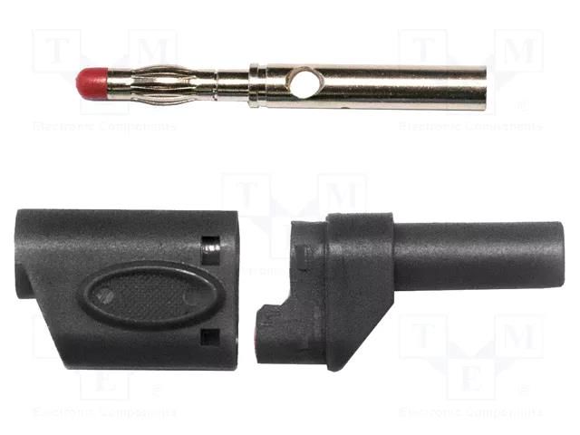 Connector: 4mm banana; plug; 45A; 600VAC; black; soldered MUELLER ELECTRIC BU-3110410-0