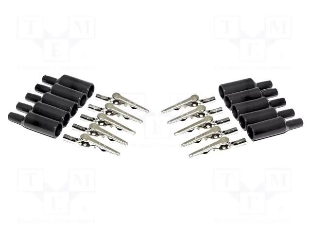 Crocodile clip; 10A; black; Grip capac: max.8mm; Socket size: 4mm MUELLER ELECTRIC BU-P2240-0