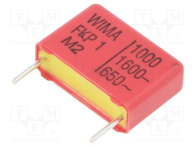 Capacitor: polypropylene; 1nF; 6x12.5x18mm; THT; ±10%; 15mm; 650VAC WIMA FKP1-1N/1600/10