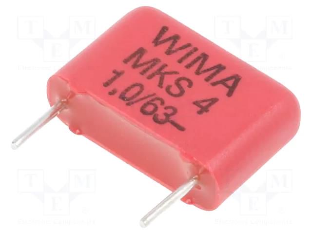 Capacitor: polyester; 1uF; 40VAC; 63VDC; 10mm; ±10%; 4x9x13mm; MKT WIMA MKS4-1U/63