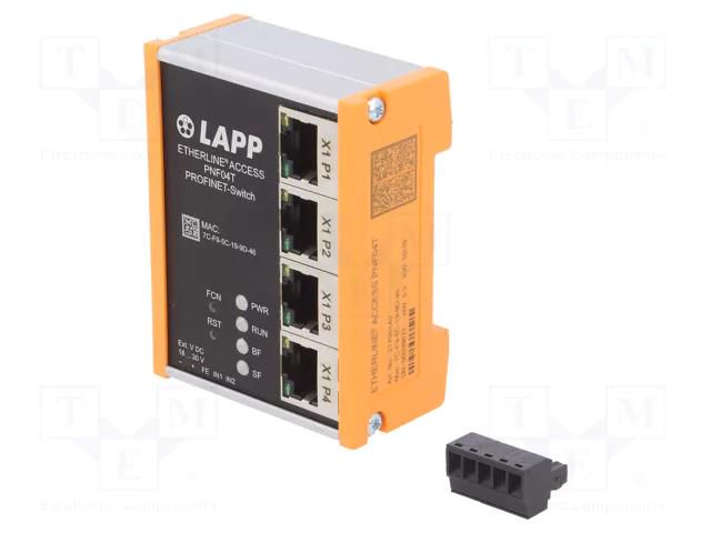 Switch Ethernet; managed; Number of ports: 4; 18÷30VDC; RJ45; IP20 LAPP 21700140