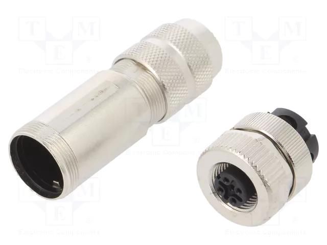 Connector: M12; plug; PIN: 4; female; D code-Ethernet; for cable TELEGÄRTNER J80029A0310