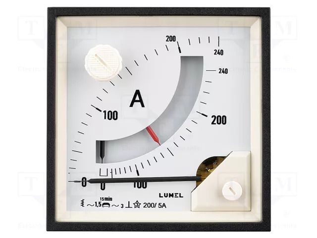 Ammeter; on panel; Features: working position 90°; 300V; BE39 LUMEL BE39-1NF4--0000