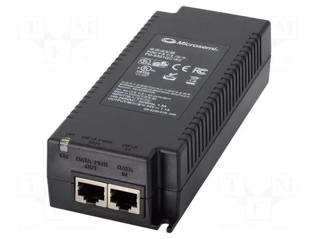 PoE power module; Ch: 1; 1Gbps; 60W; indoor MICROCHIP TECHNOLOGY PD-9501GC/AC-EU