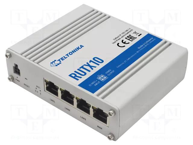 Router; Number of ports: 4; 9÷50VDC; Kit: power supply; RJ45; RUTX TELTONIKA RUTX10