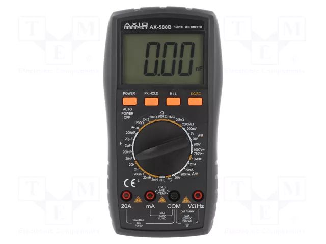 Digital multimeter; LCD; 3,5 digit; VDC accuracy: ±(0.5%+3digit) AXIOMET AX-588B