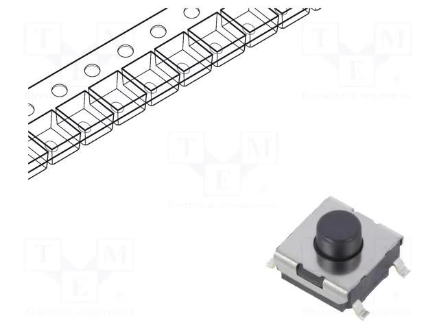 Microswitch TACT; SPST-NO; Pos: 2; 0.05A/24VDC; SMT; none; 980mN OMRON Electronic Components B3FS-1010P